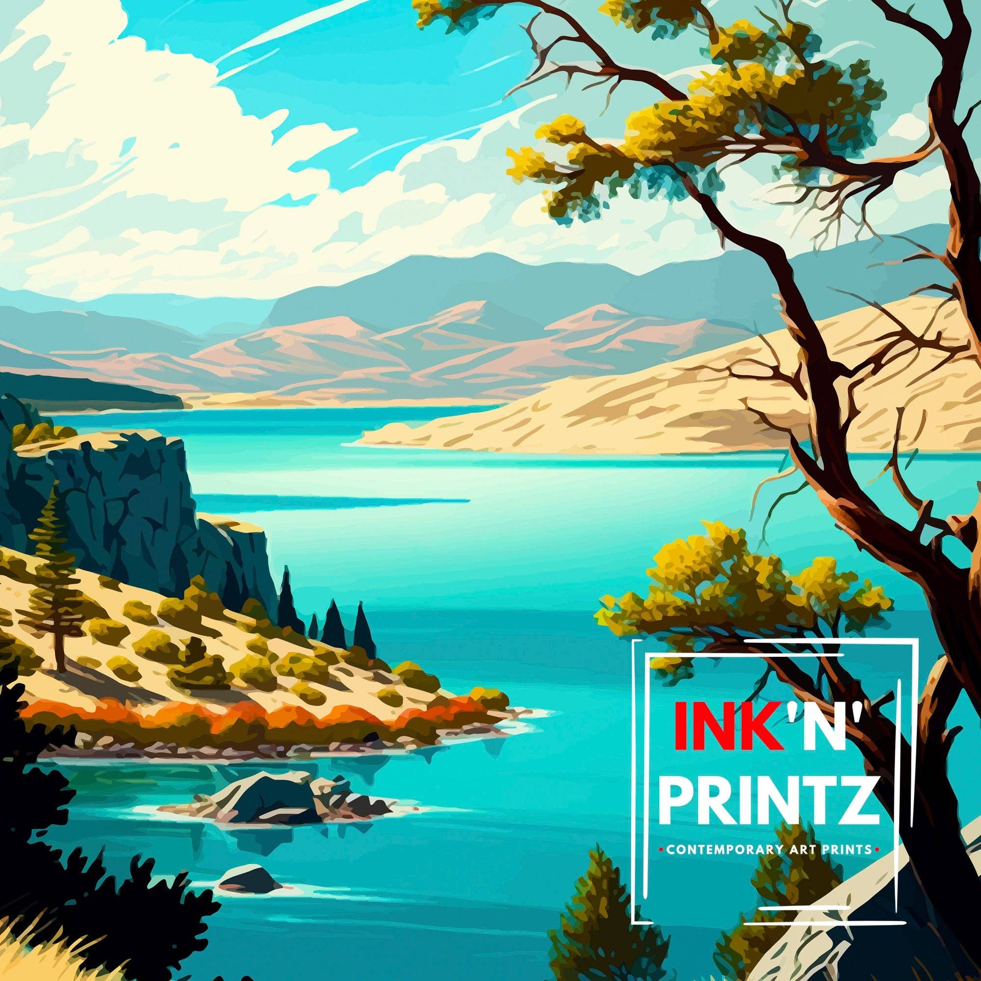 InkNPrintz – wholesale Art print – Lake Anza California Travel Poster7