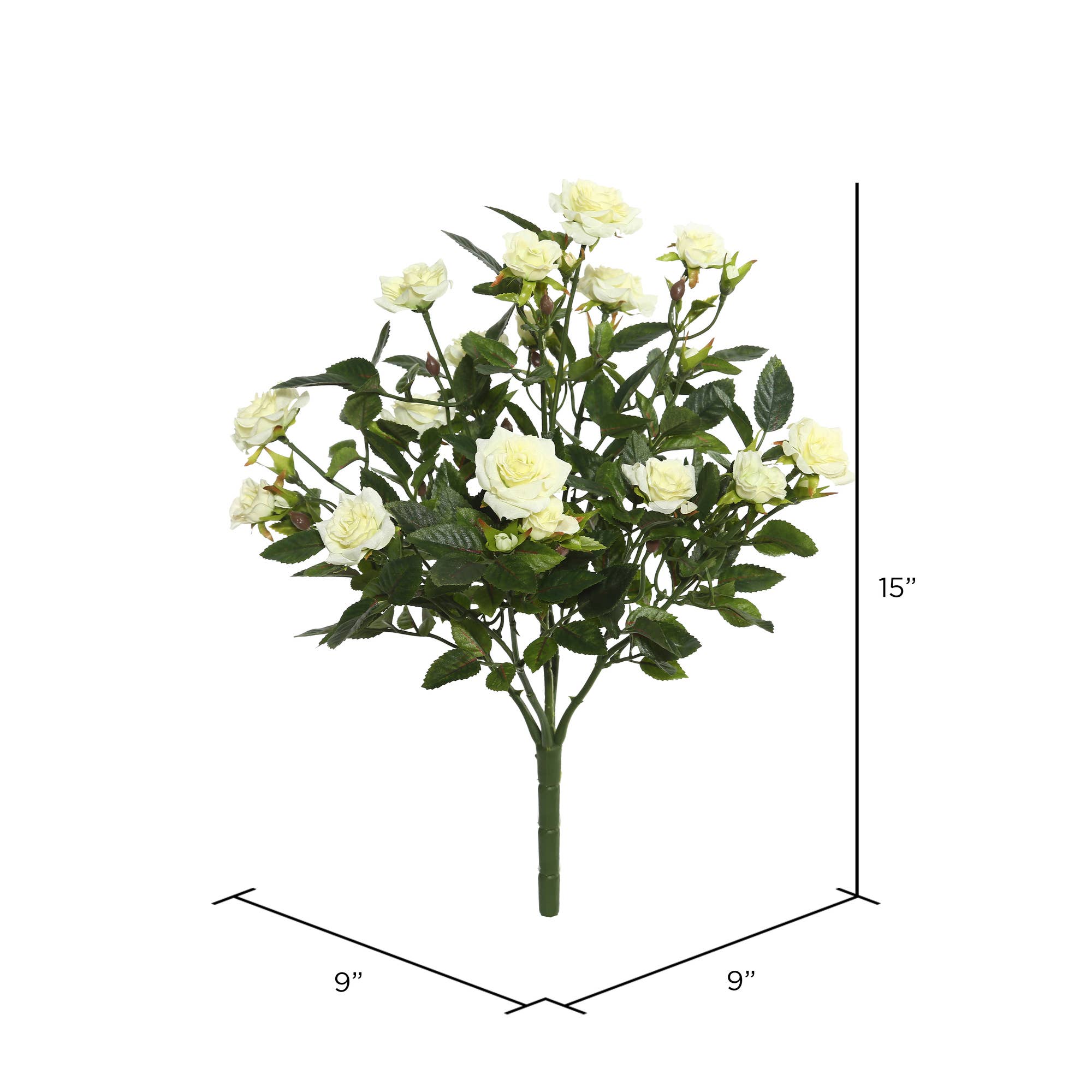 Vickerman 15" Artificial White Mini Diamond Rose Bush. for wholesale on Faire2