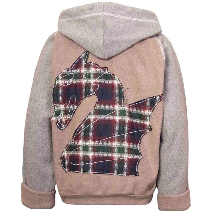 Sudadera con capucha de forro polar beige para niños con aplique de dragón. para venta al por mayor de Infantium Victoria