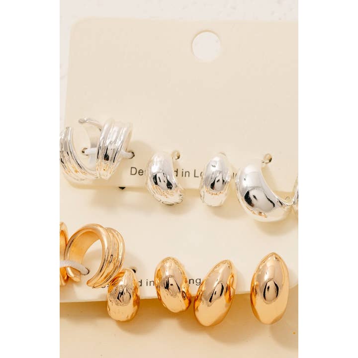 The Looks by Fame Accessories - Wholesale Hoop Earrings - Mixed Huggee And Hoop Earrings Set