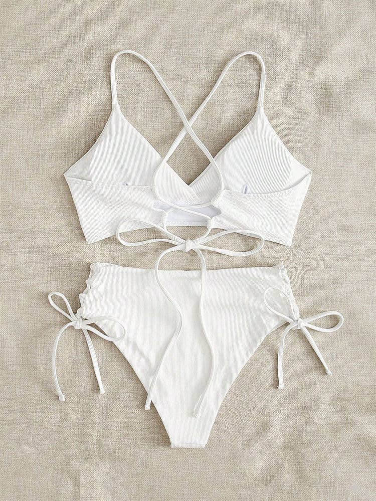 Sweetkama - Wholesale Two Piece Swimsuit - Women's - Ladies Solid Color Shoulder String Tie Bikini Set RFD-96841