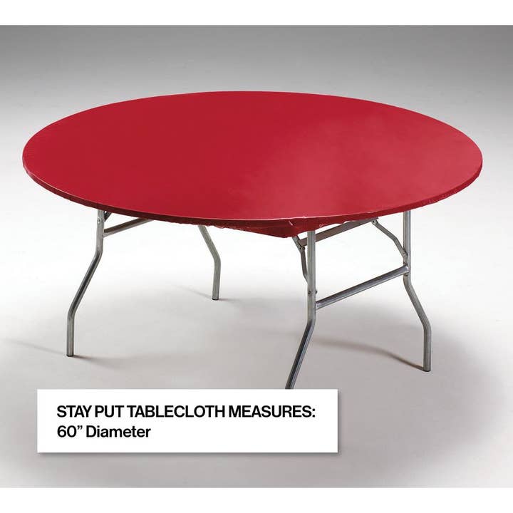 Bulk Party Decor - Wholesale Disposable Table Cover/Runner - Red Stay Put Plastic Round Table Covers, 1/Pkg2