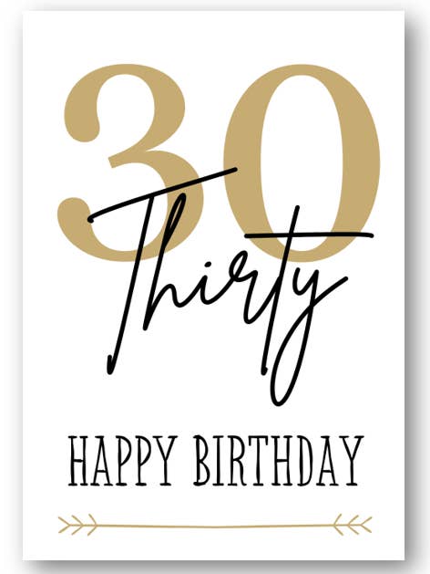 Second Ave Gold Thirty 30th Geburtstagskarte für den Großhandel von Second Ave Gift Company