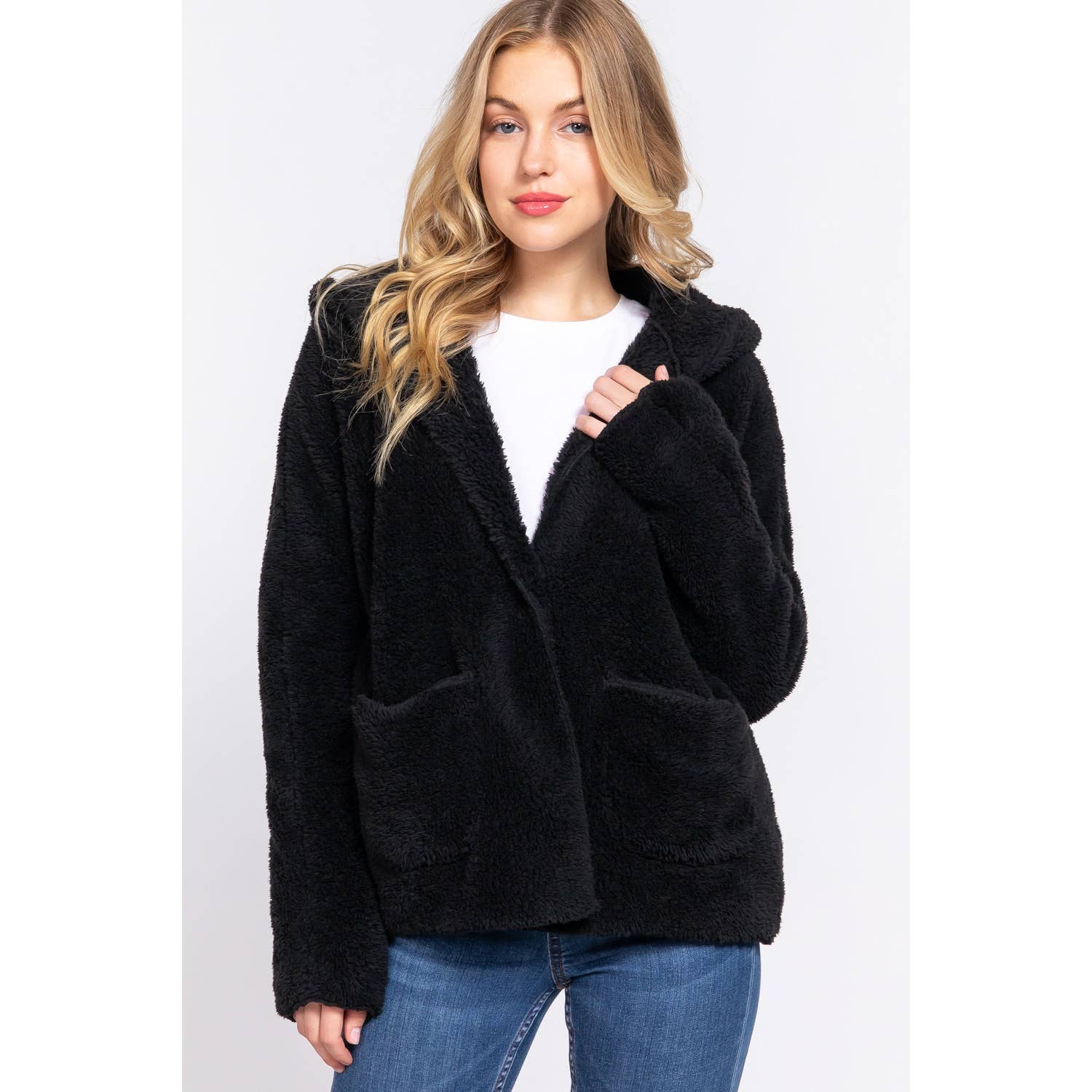 Apolline - Wholesale Jacket - Women's - LONG DOLMAN SLV HOODIE SHERPA JACKET0