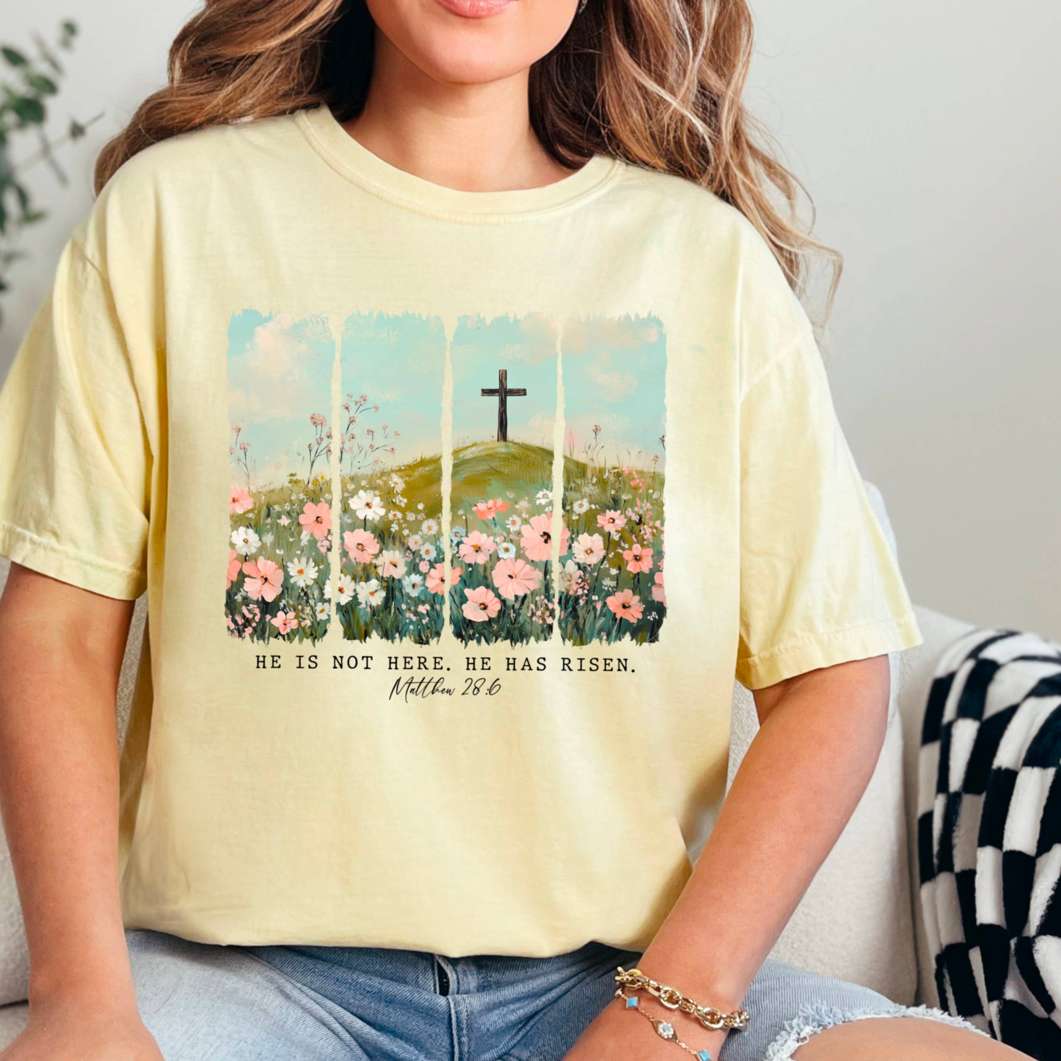 Shoppe SHC – wholesale T-shirt med logga - Dam – Han har uppstått | Påsktröja | Comfort Colors14