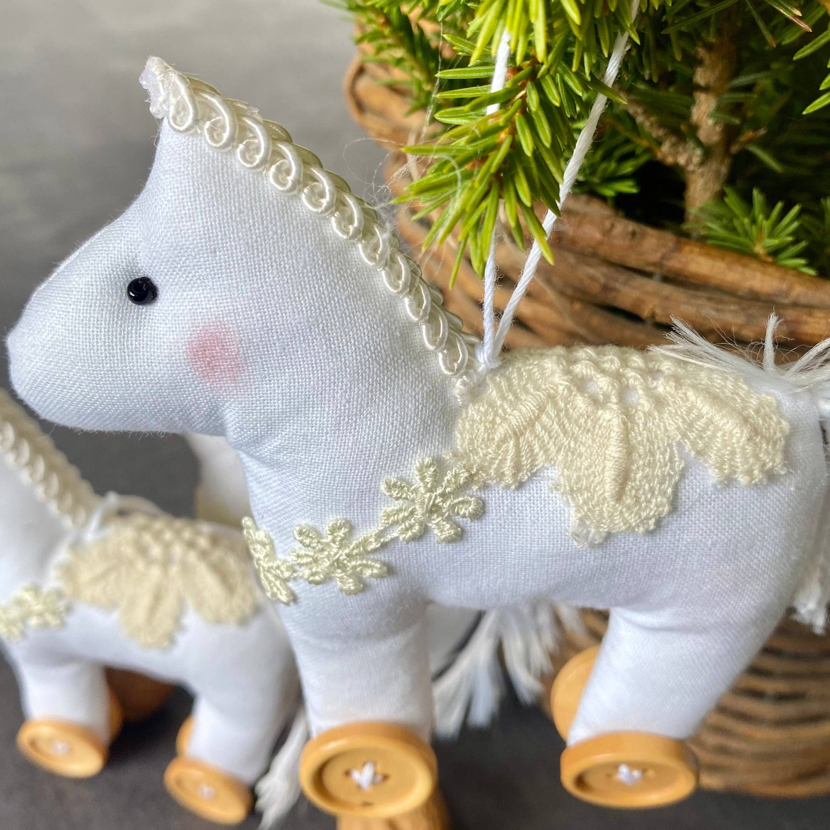 Mrozci - Wholesale Ornament - Fabric Cotton Horse on Wheels Ornament2
