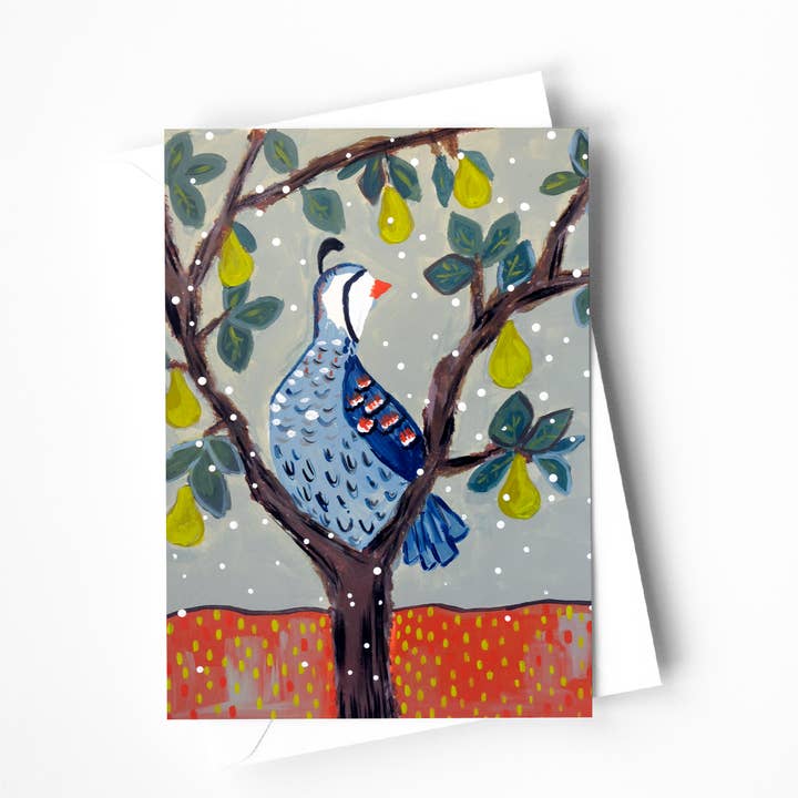 Partridge in a Pear Tree Card - Holiday Collection for wholesale by Kaley Alie Art