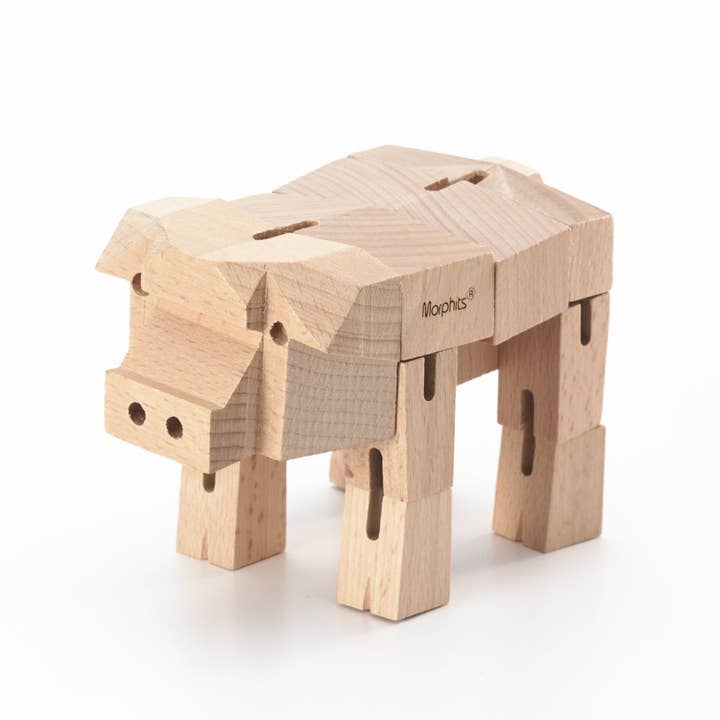 Yoshiaki Ito Design - Vendita all'ingrosso Giocattolo in legno - Bambini - Giocattolo in legno Morphits® Pig: Bizzarro set da gioco in legno Companio