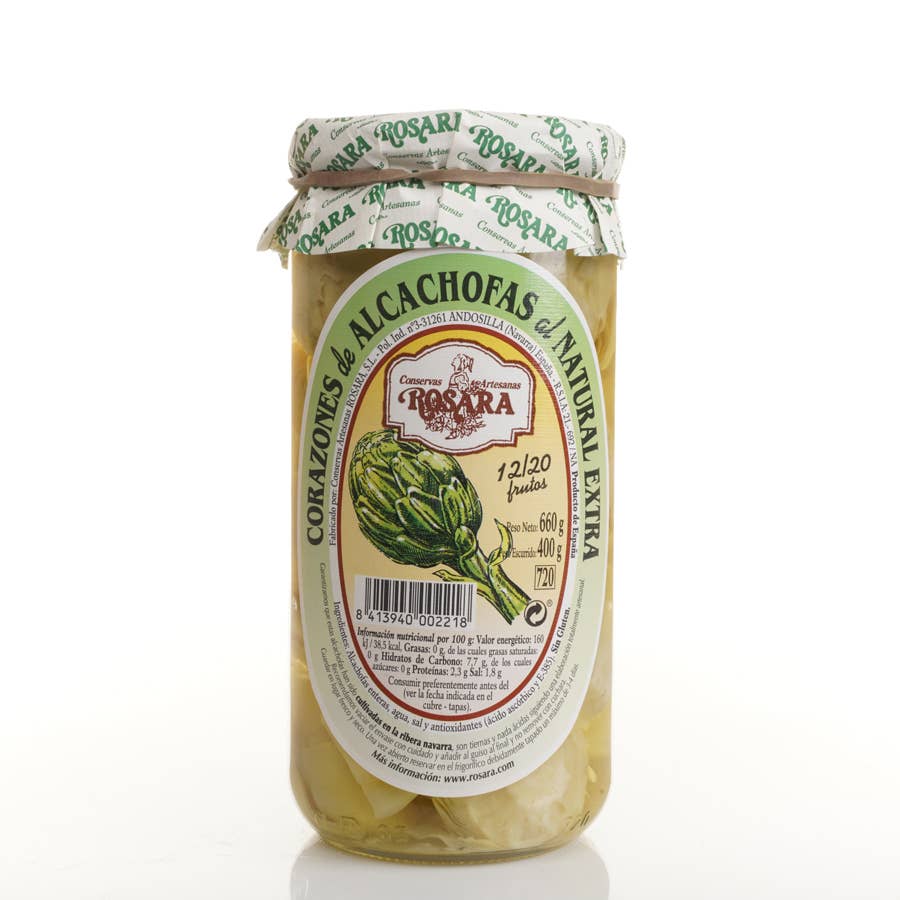 Conservas Rosara - Wholesale Pickled Vegetables - ARTICHOKE HEARTS 12/20 PCS. JAR 720 ml.2