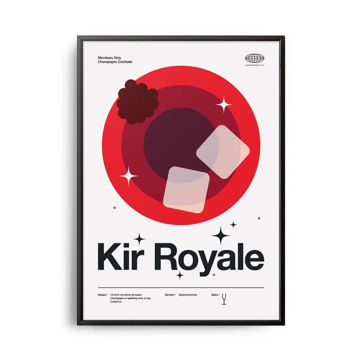 Póster de Cóctel Kir Royale de Estilo Moderno de Mediados de Siglo para venta al por mayor de Weekend Concept