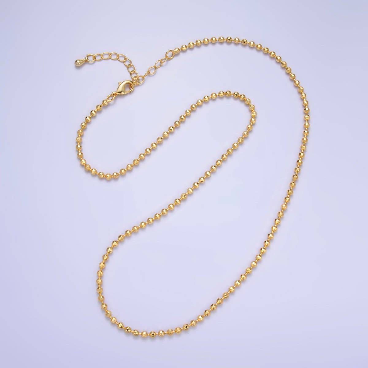 Aim Eternal - Wholesale Link & Chain Necklace - 24K Gold Filled 2.5mm Bead Ball 17.5 Inch Chain Necklace | WA-32390