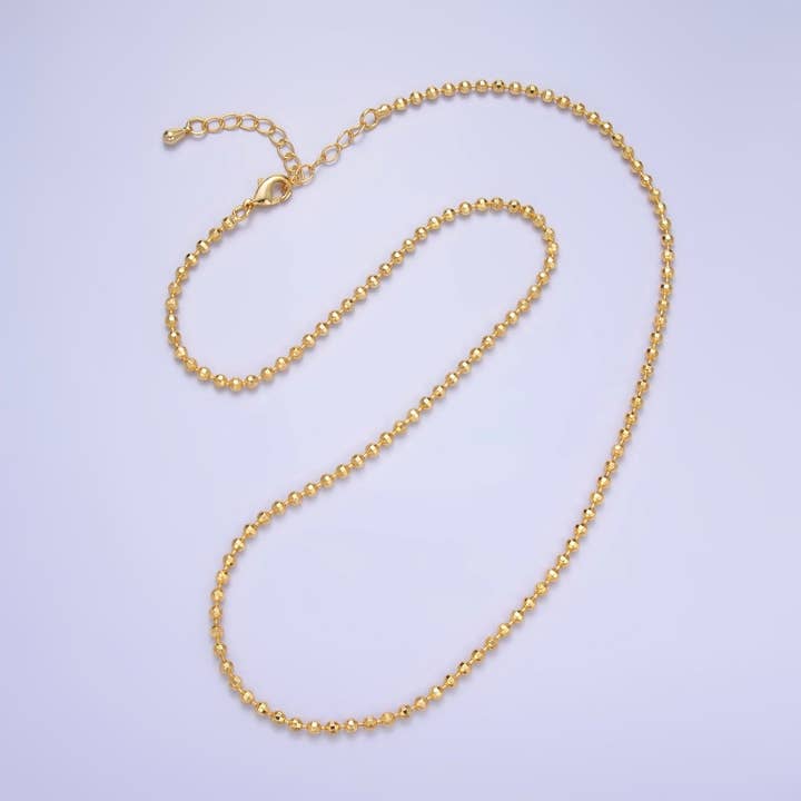 Aim Eternal - Wholesale Link & Chain Necklace - 24K Gold Filled 2.5mm Bead Ball 17.5 Inch Chain Necklace | WA-3239