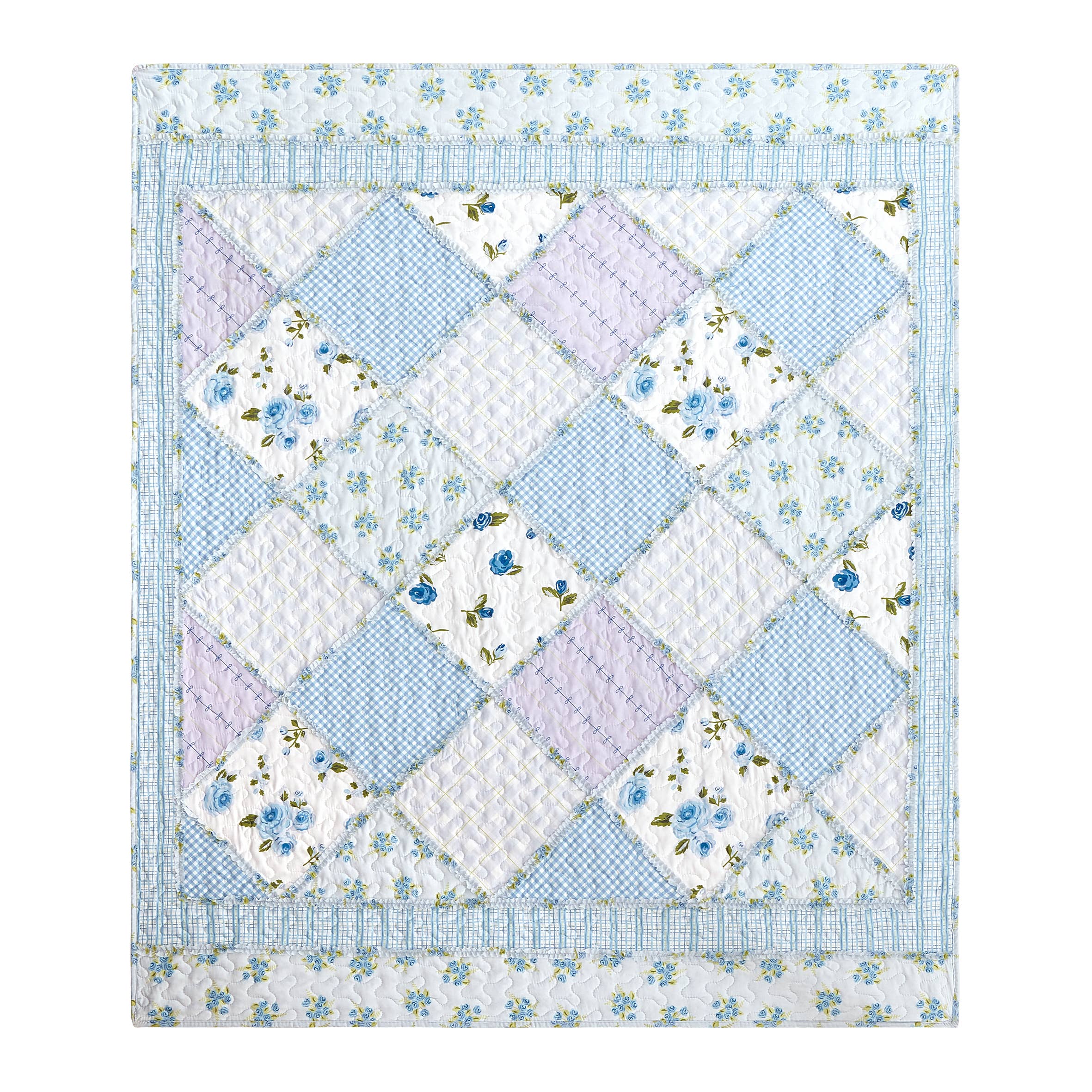 Duke Imports - Wholesale Throw Blanket - "Garden of Blues"  Quilted Throw Blanket 50"x60"4