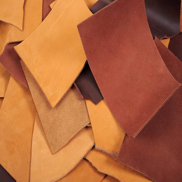 Tuzech Leather - Wholesale Craft Supplies - TUZECH Leather Scrap - Large Pieces of Full Grain Leather Cowhide Remnants Bag - Design & Make Crafts - Mixed Colors