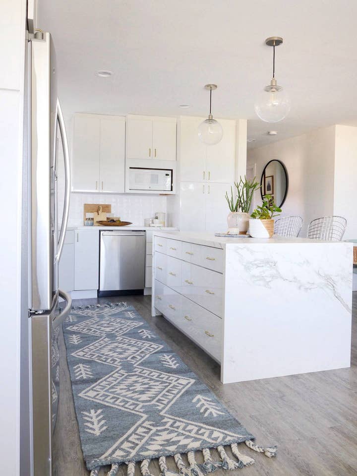 ABBIE Kilim Rug Blue Kitchen Wool High Quality Runner for wholesale by Rich Class Decor