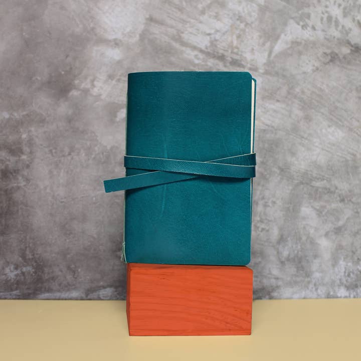 Conejo Zapoteco - Cuaderno de bocetos de piel de oveja, encuadernado a mano, color verde azulado para venta al por mayor de Yalala