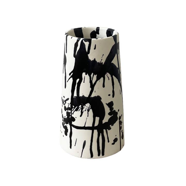 Rock Handmade Ceramic Flower Vase II - Black & White for wholesale by OWO Ceramics