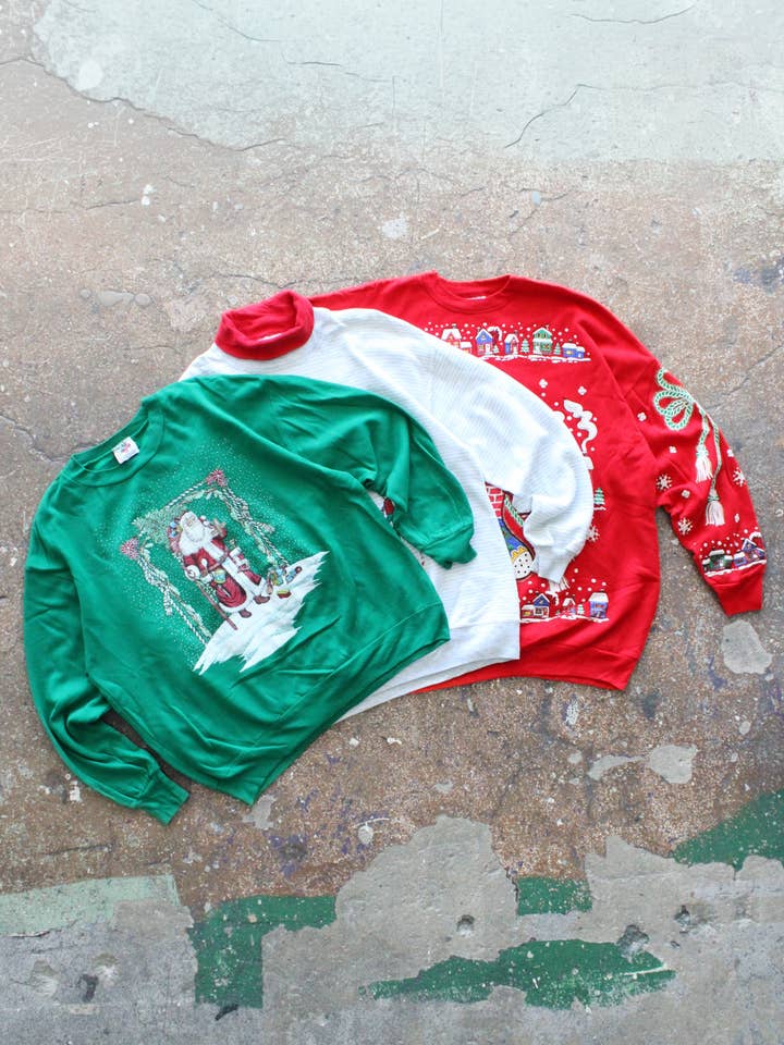 Christmas Crewneck Sweatshirt Bundle for wholesale by American Recycled Clothing