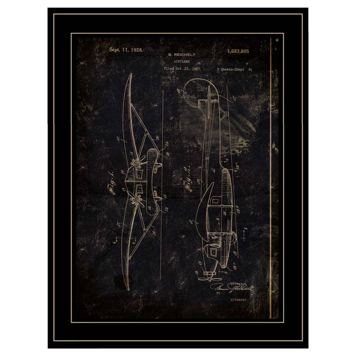 « Airplane Patent II » de Cloverfield & Co, impression, cadre noir pour la vente par Trendy Decor 4U