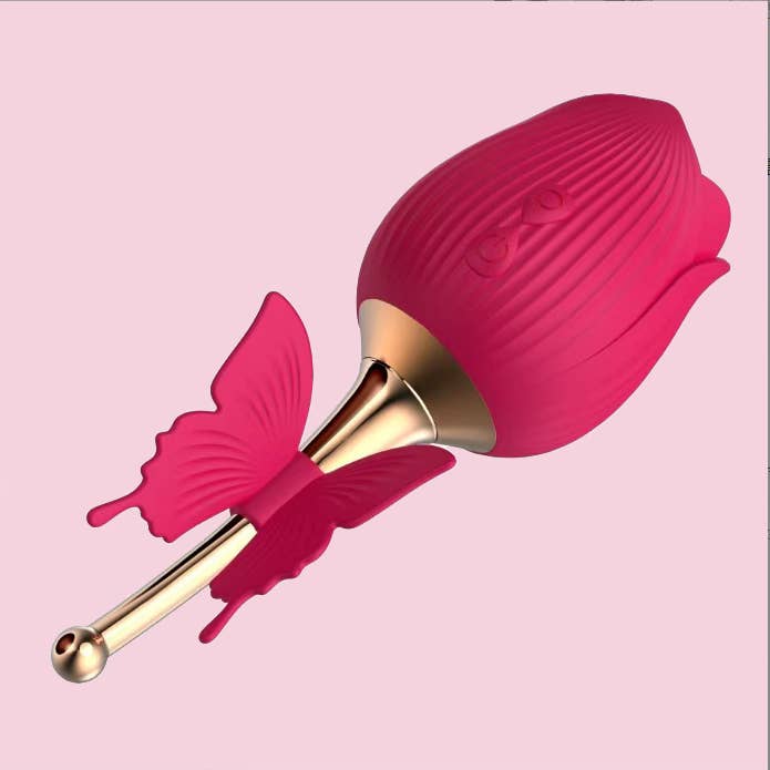 Rose-shaped Suction Vibrator for wholesale by Playful Toy Wholesale