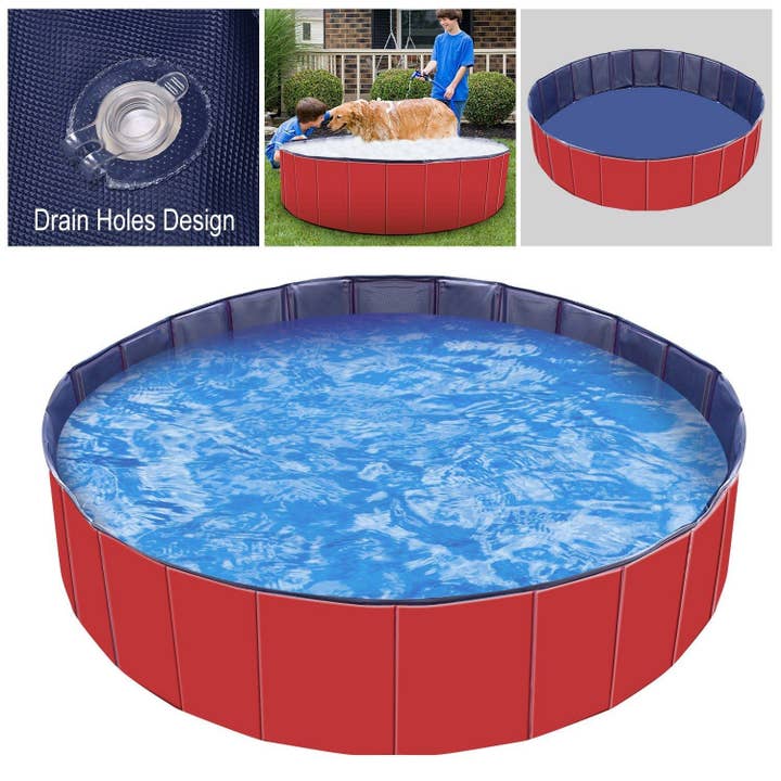 Naomi's Happy Place Shop – wholesale Inflatables – Foldable Pet Swimming Pool PVC Kiddie Baby Dog Swim Pool Bathing Tub Playmat Kids Pools12