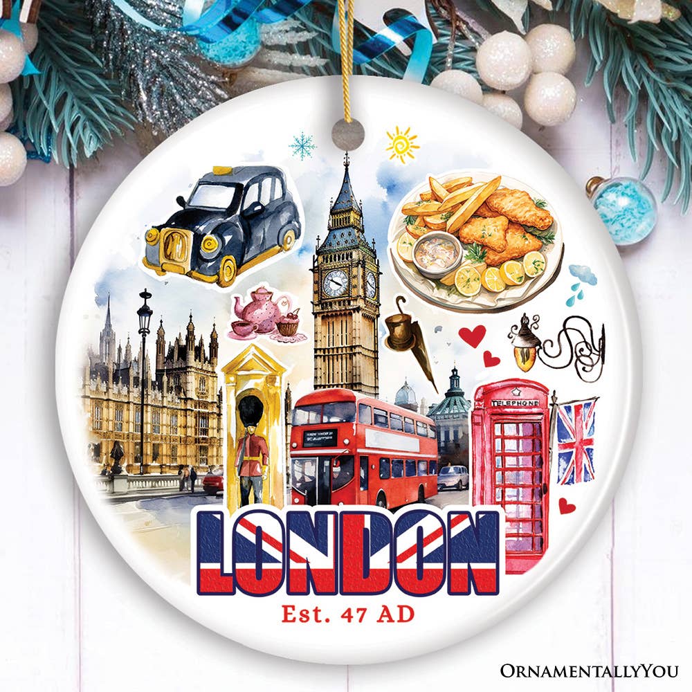 OrnamentallyYou – wholesale Ornament – Classic London Artwork City Full of Landmarks Ornament0