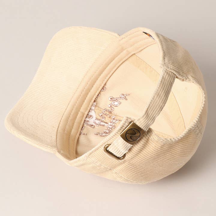 Fashion City - Wholesale Baseball Cap - Women's - good things take time Embroidery Corduroy Cap10