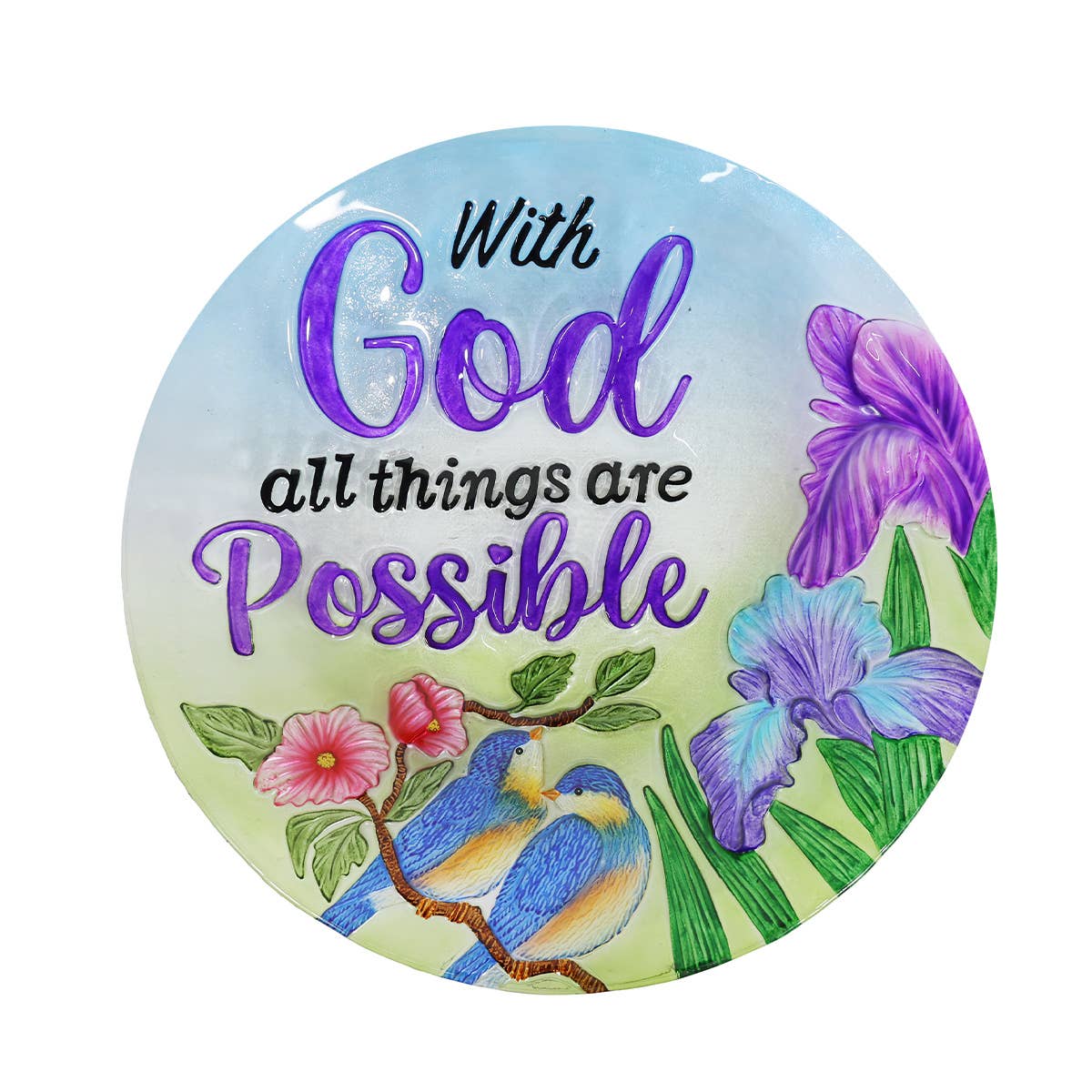 Briarwood Lane - Wholesale Bird Bath - Cardinals and Sunflowers Glass Birdbath1