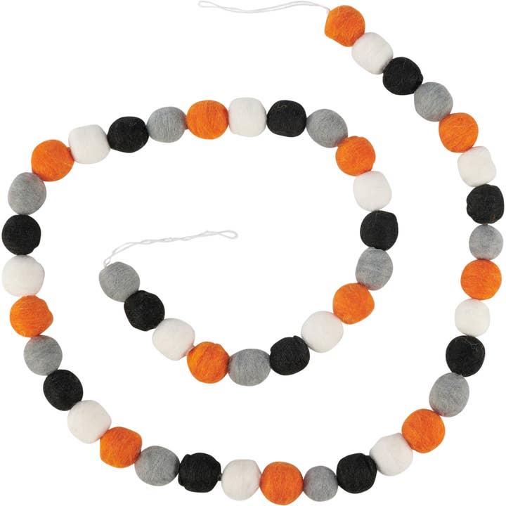 Halloween Felt Poms Garland for wholesale by Primitives by Kathy