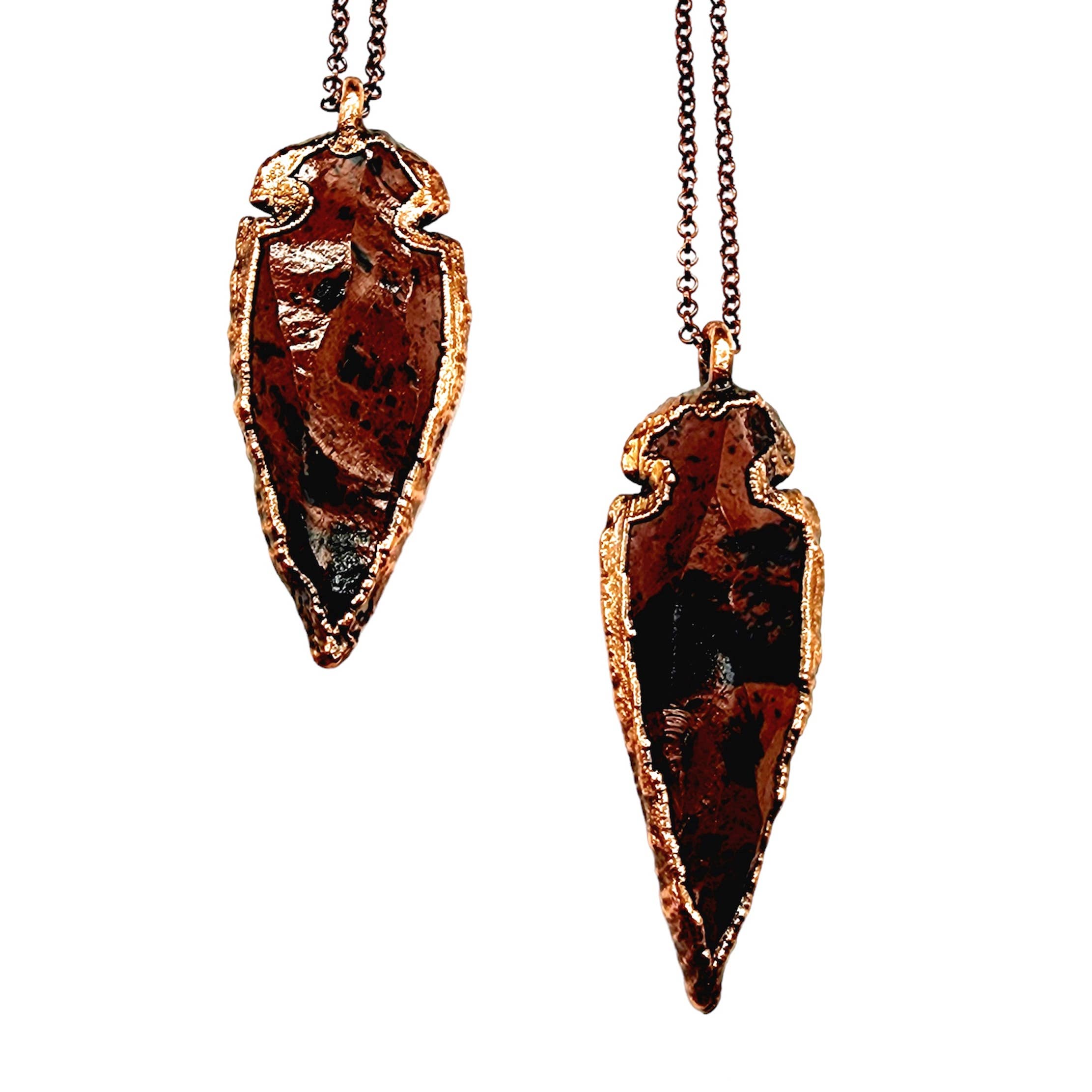 MergingMetals - Wholesale Pendant/Charm Necklace - Knapped Mahogany Obsidian Arrowhead Necklace1