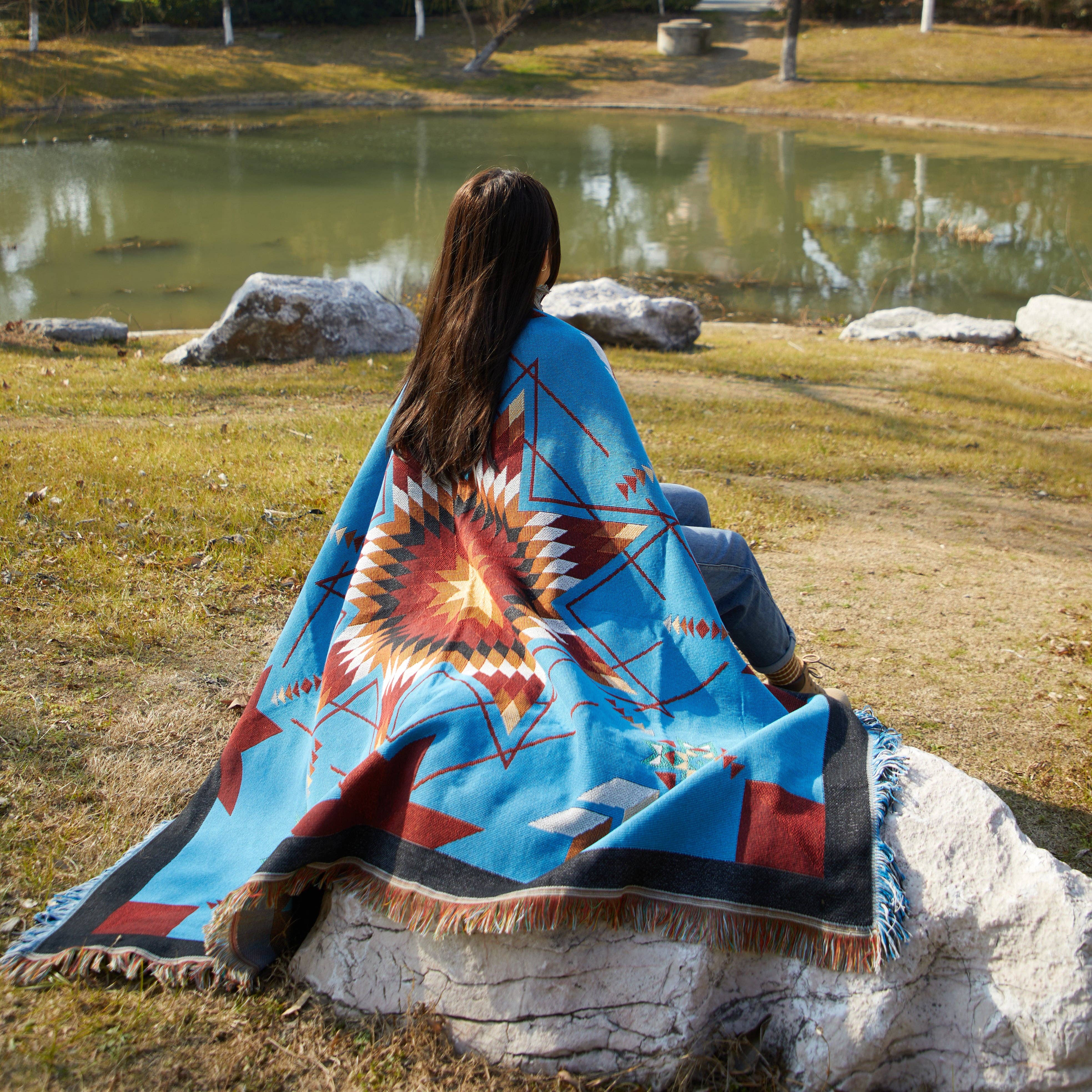 Linen Mart - Wholesale Throw Blanket - Woven Native Star Throw5