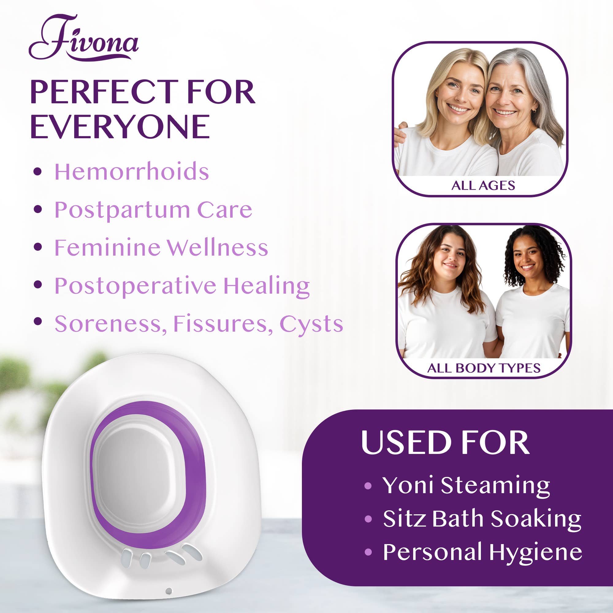 FIVONA - Wholesale Bath & Body Set - Yoni Steam Sitz Bath Seat for Postpartum and Hemorrhoids1