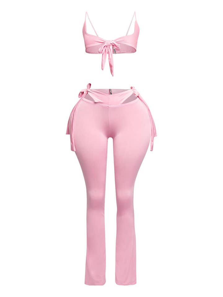 K Too - Wholesale Top & Pant Set (NOT Loungewear) - Women's - Bow detailed cut-out sexy pants top