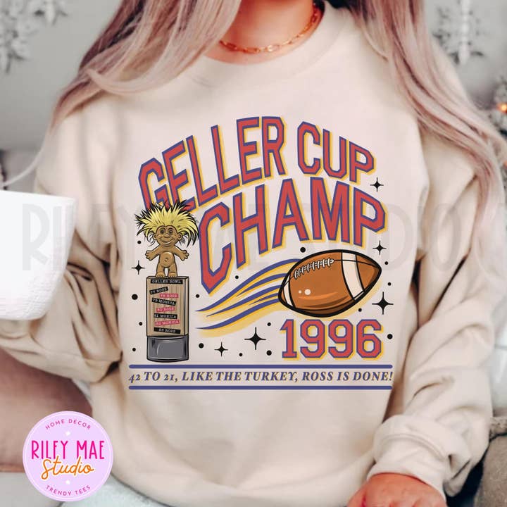 Geller Bowl Friendsgiving Sweatshirt, 42-21 Just like the turkey ross is done for wholesale by Riley Mae Studio