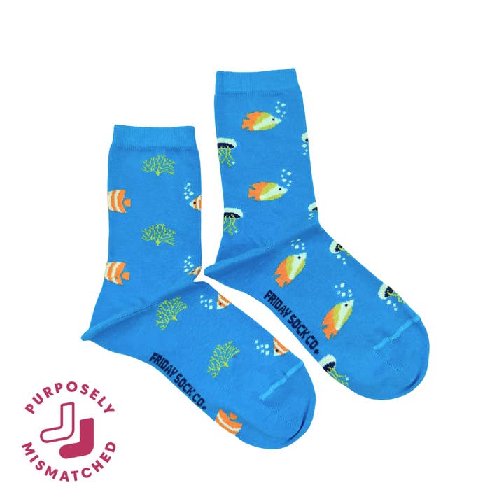 Women's Oceanlife This Did Good Mismatched Crew Socks for wholesale by Friday Sock Co.