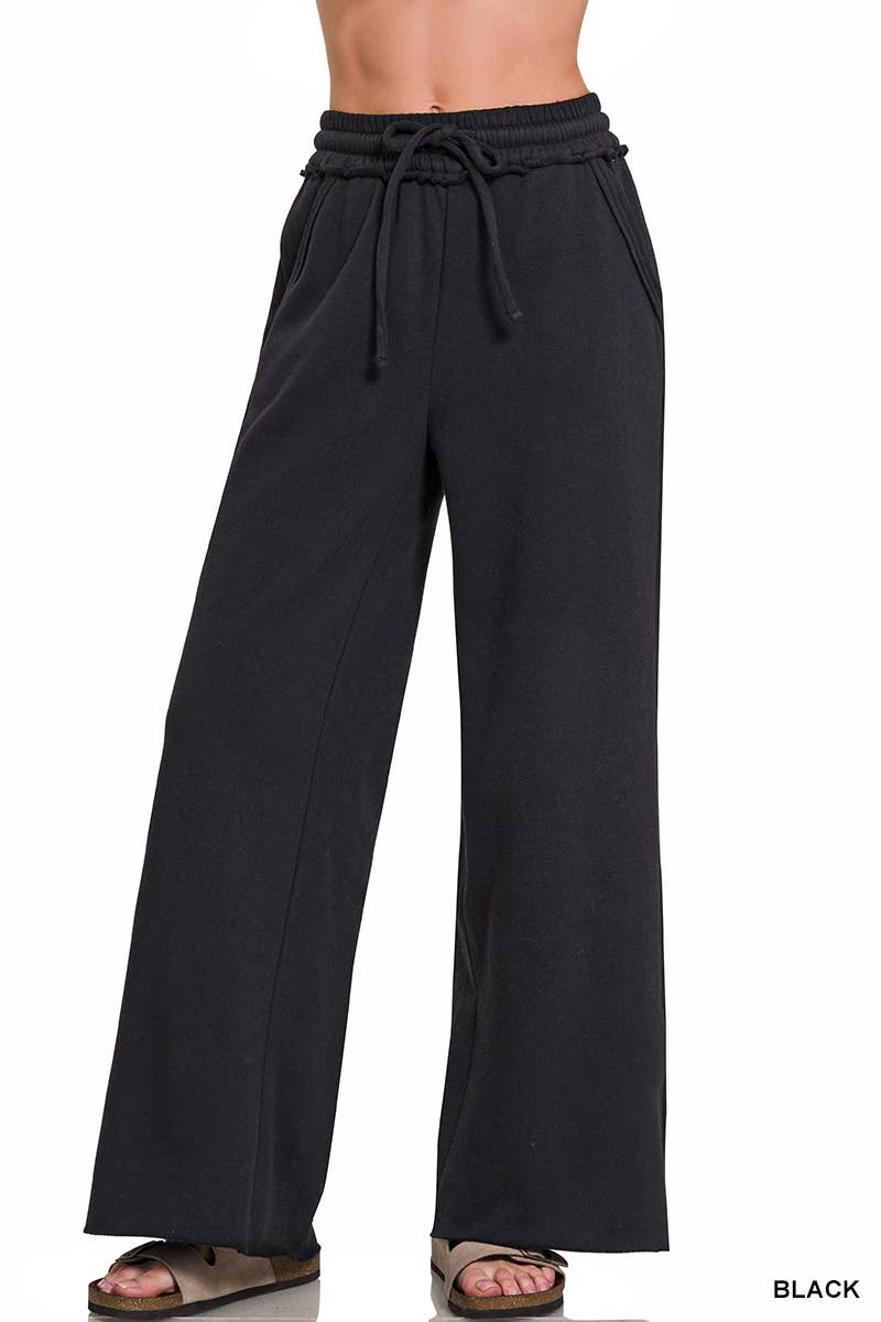 42POPS - Wholesale Pants - Women's - ,,.0904 Fleece Exposed Seam Wide Leg Sweatpants SI-270331