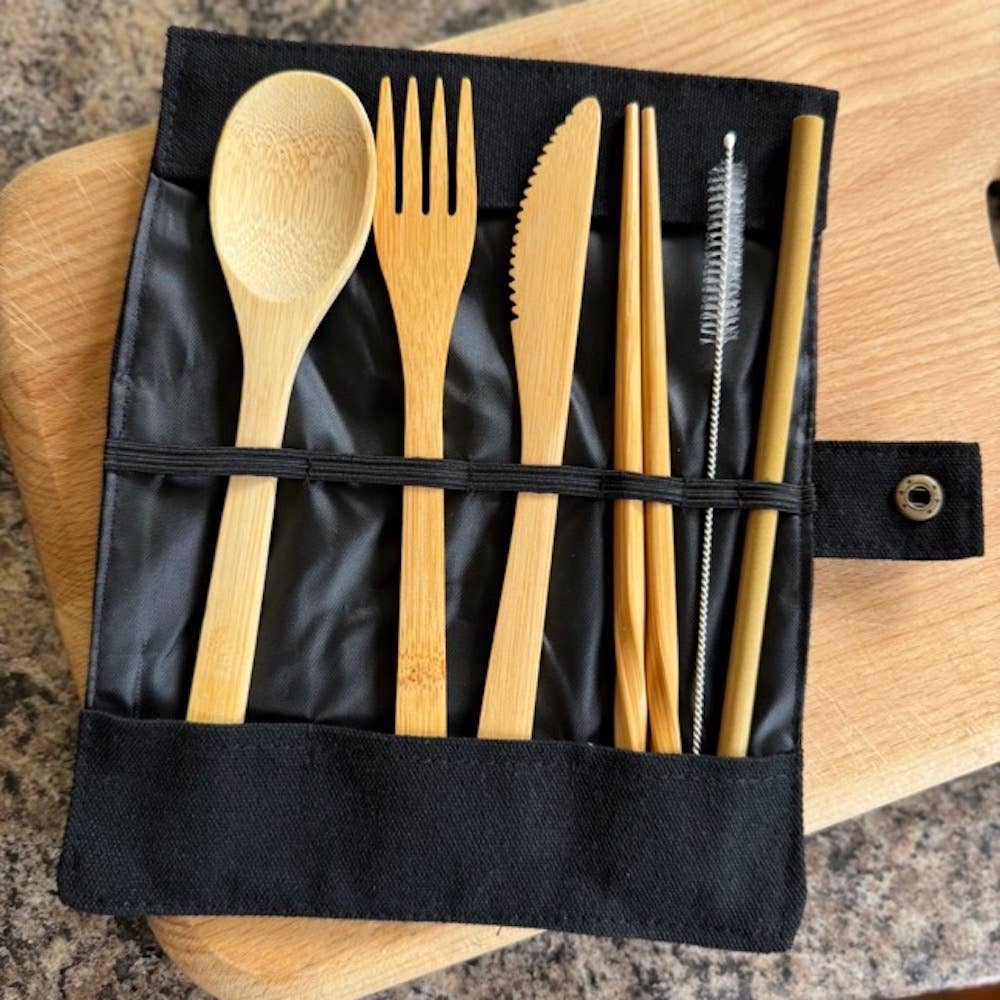 &Keep - Wholesale Assorted Cutlery Set - Bamboo Cutlery Set, Straw & Chopsticks in Cotton Storage2