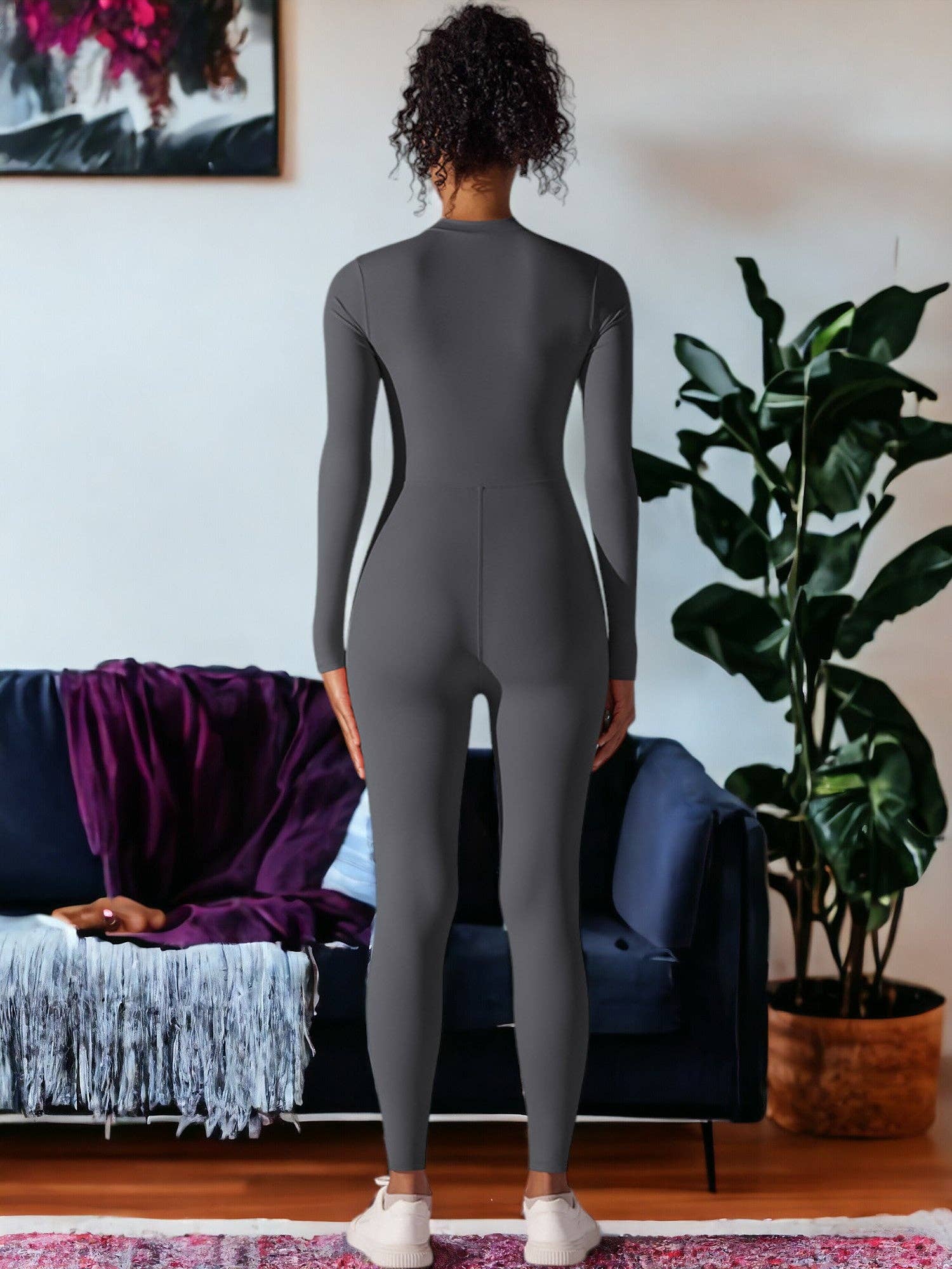 Active by Anna-Kaci - Wholesale Unitard - Women's - Long Sleeved Half-Zip One Piece Yoga Jumpsuit11