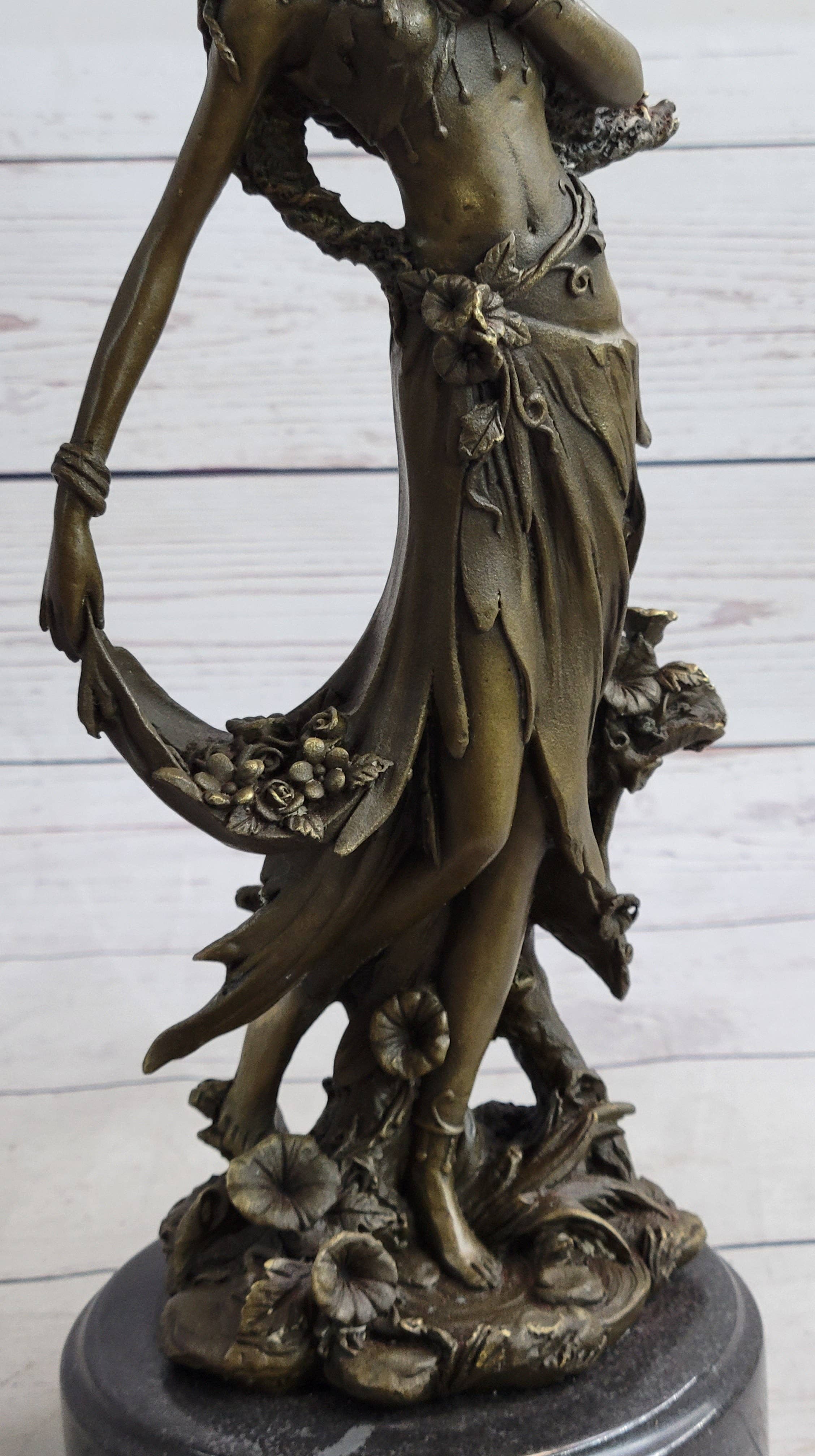 Bronzhaus - Wholesale Sculpture - Gaia Earth Mother Nymph Female Figure Bronze Sculpture Statue on Marble Base6