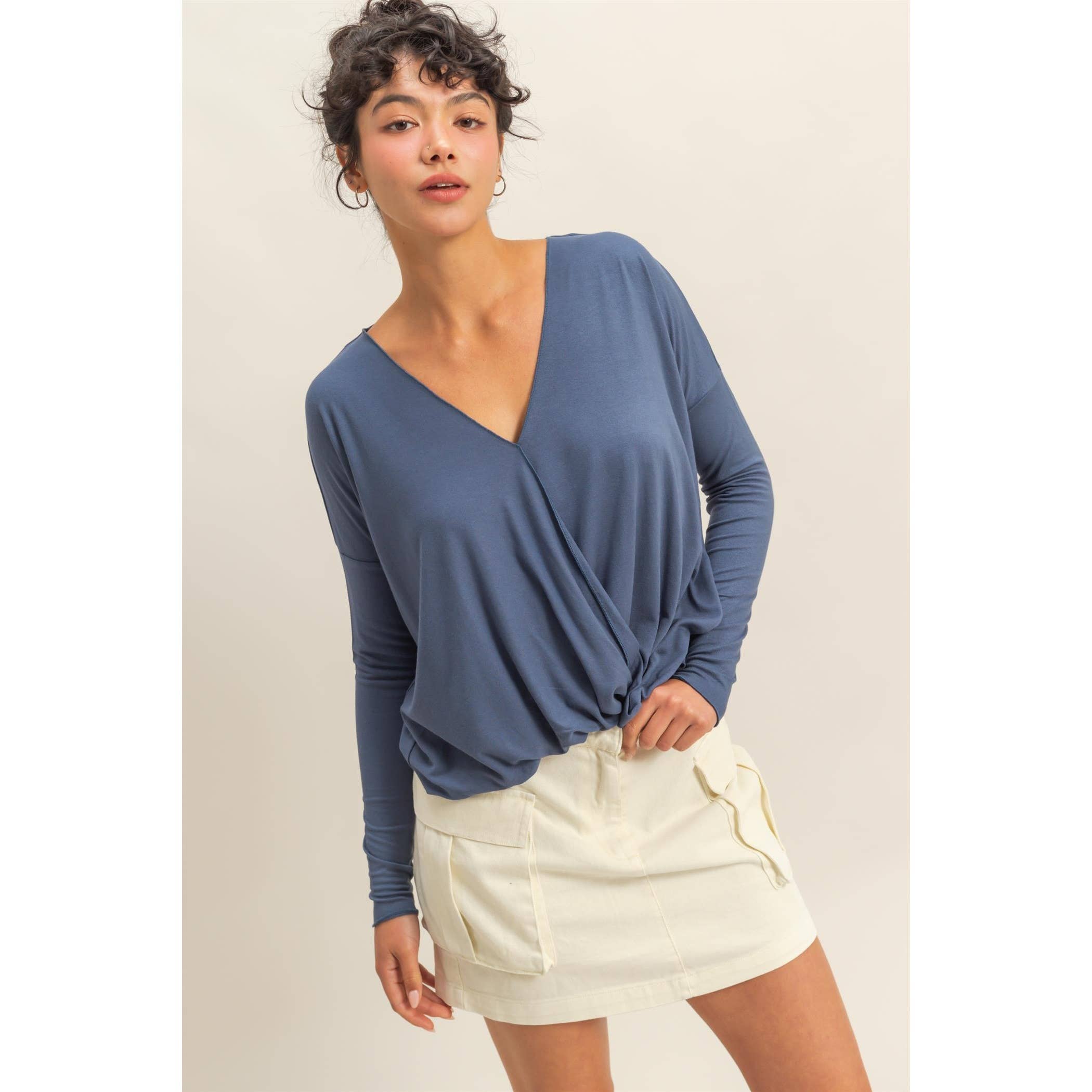 Double Zero - Vendita all'ingrosso Camicia - Donna - Top a maniche lunghe drappeggiato3
