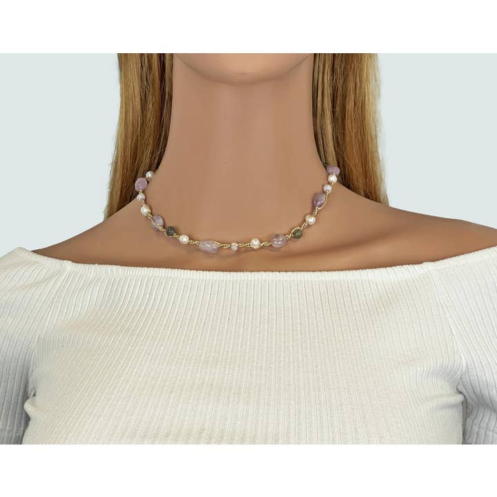 IST Jewelry - Wholesale Choker/Collar - Gemstones Cultured Pearl Twist Knot Choker/Bracelet