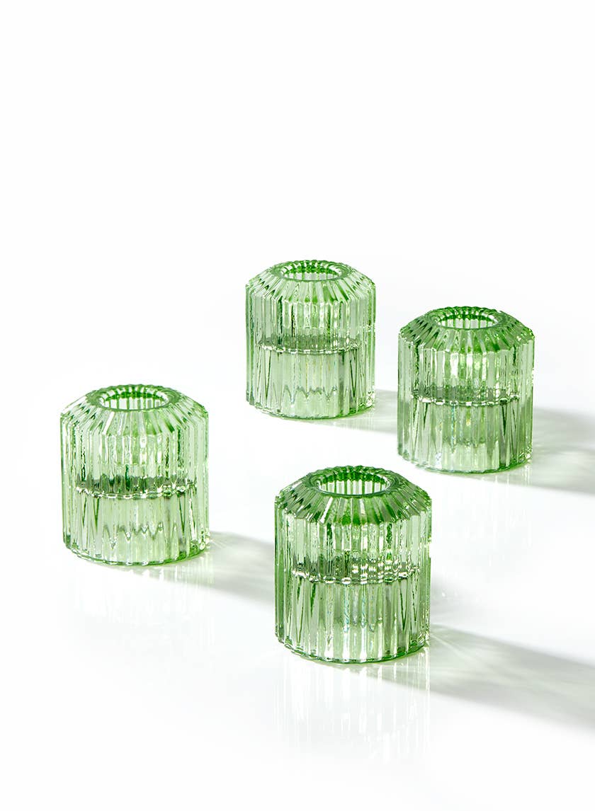 Jamali Garden - Wholesale Candle Holder - Green Pleated Glass Tea Light Holder3