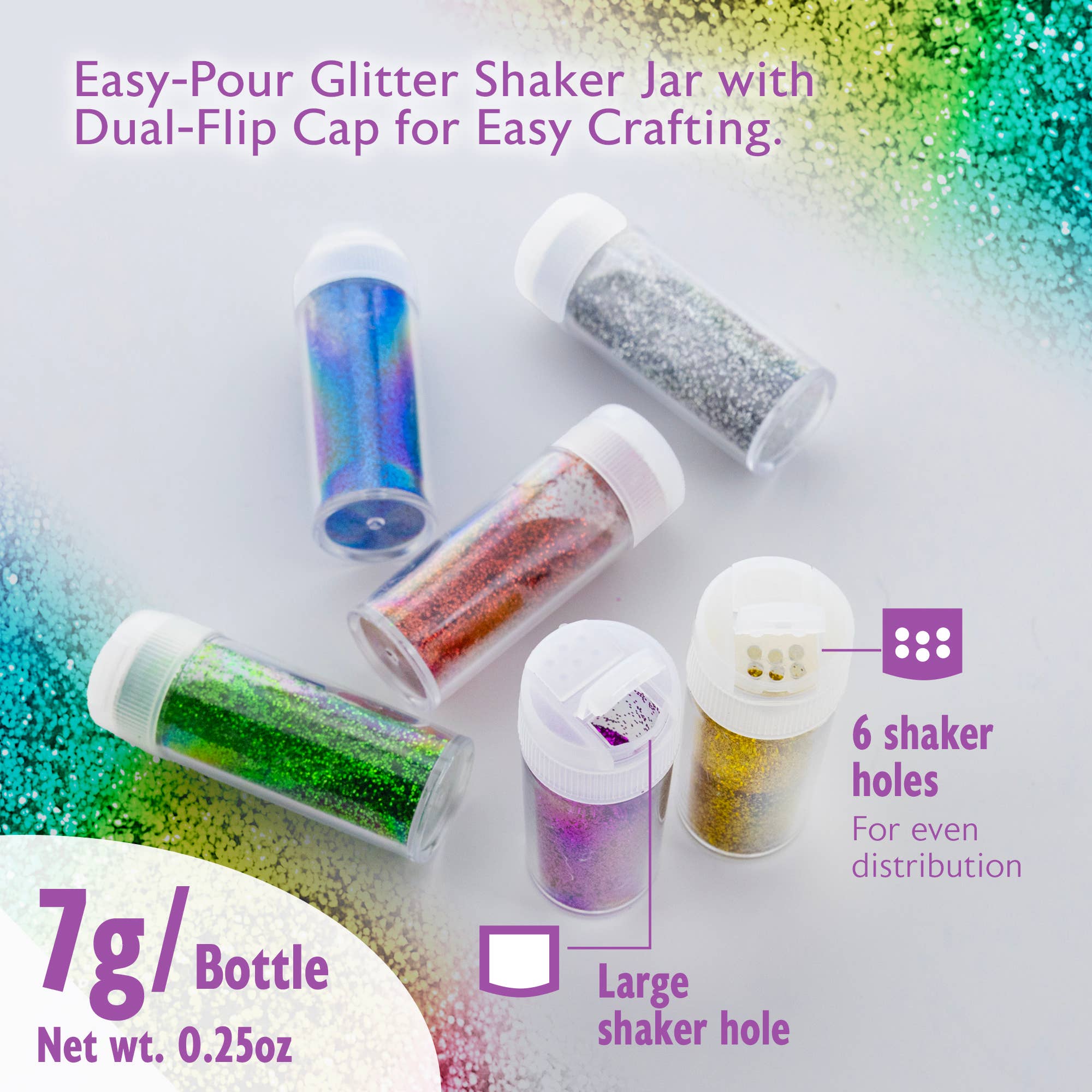 BAZIC Products - Wholesale Glitter - Glitter Shaker 7g (6/PVC Box) Primary Color1