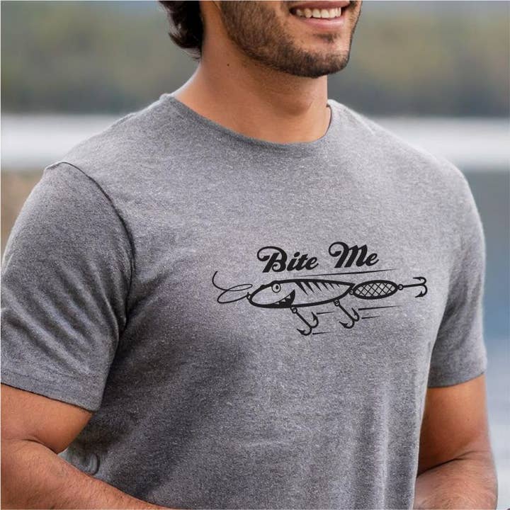 Bite Me Funny Fisherman Tshirt | Fishing Lake Resort Camping for wholesale by Suzy Swede