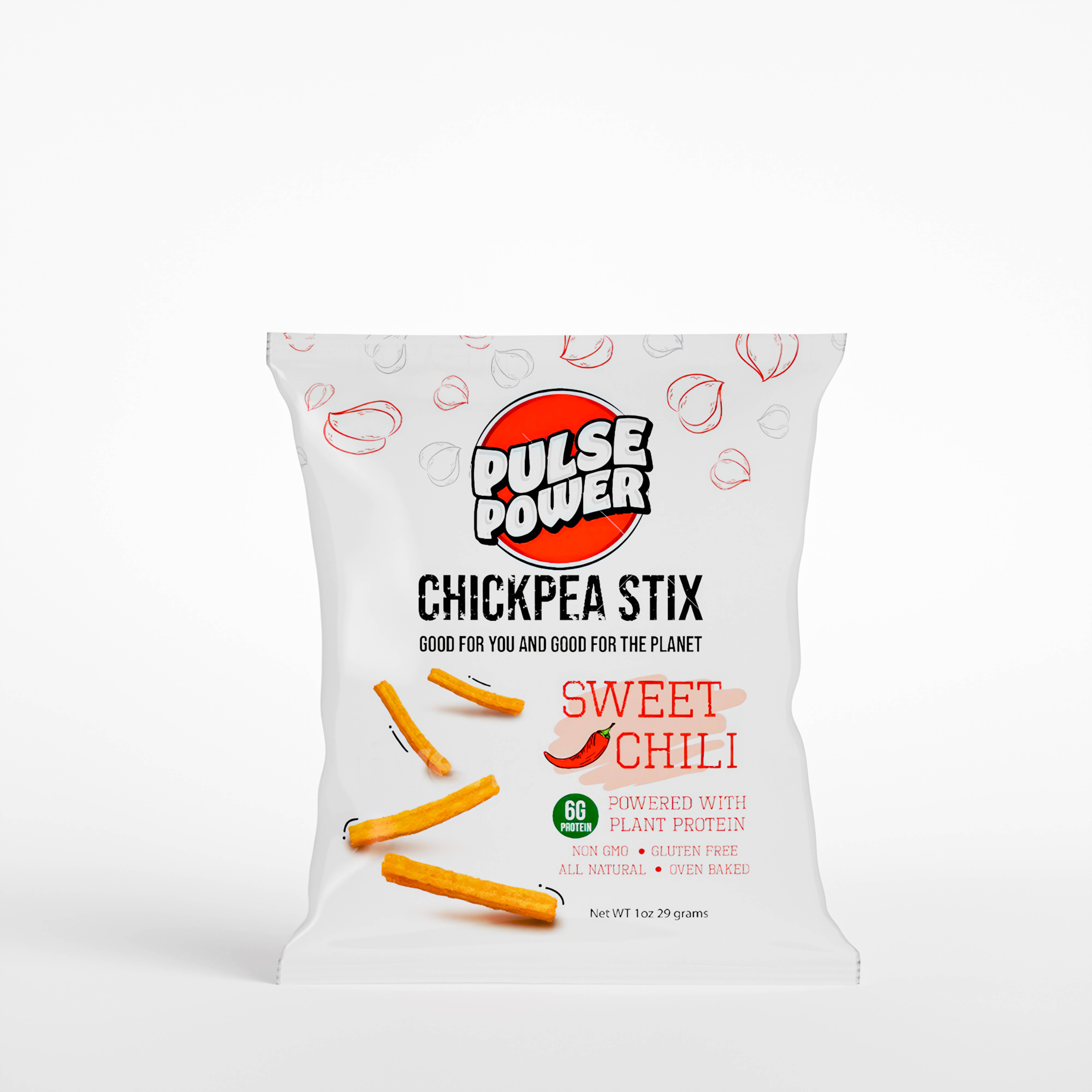 Pulse Power - Wholesale Puffed snack - Pulse Power Chickpea Stix Sweet Chili 1oz (24 pack)
