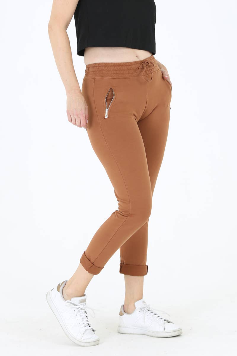 Nostalgia - Wholesale Lounge Sweatpants/Joggers - Women's - NP746-ASIS PULL ON TIE FRONT ZIPPER POCKET FRENCH TERRY JOGG57