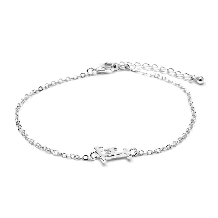 Pulsera Luxenter Alphabet acabado Rodio - Letra F para venta al por mayor de Luxenter