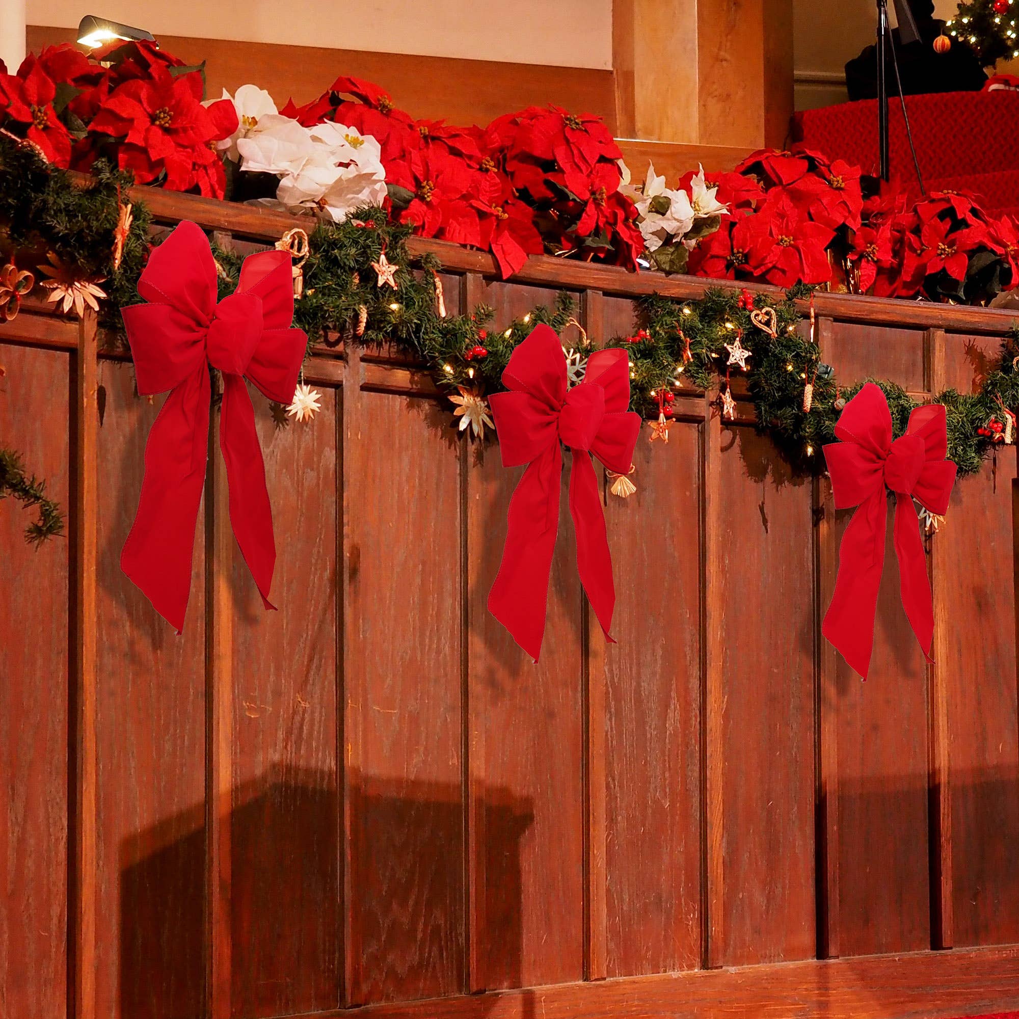 Larksilk - Wholesale Christmas Decoration - Red Wired Christmas Bows-12-Pack Decorative Holiday Ribbon4