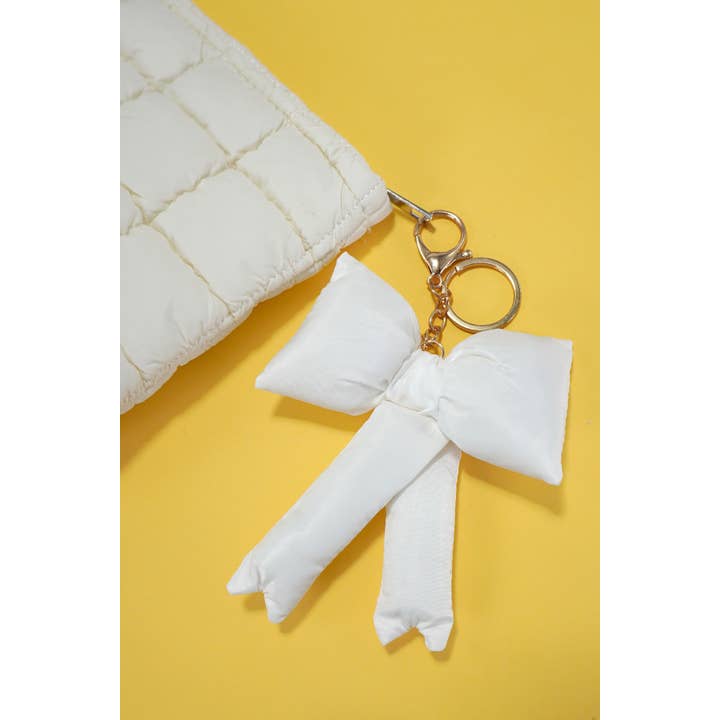 JOSSLYN by wall to wall - Wholesale Keychain - Women's - TRENDING PUFFY BOW RIBBON BAG CHARM KEYCHAIN | 40KC1098