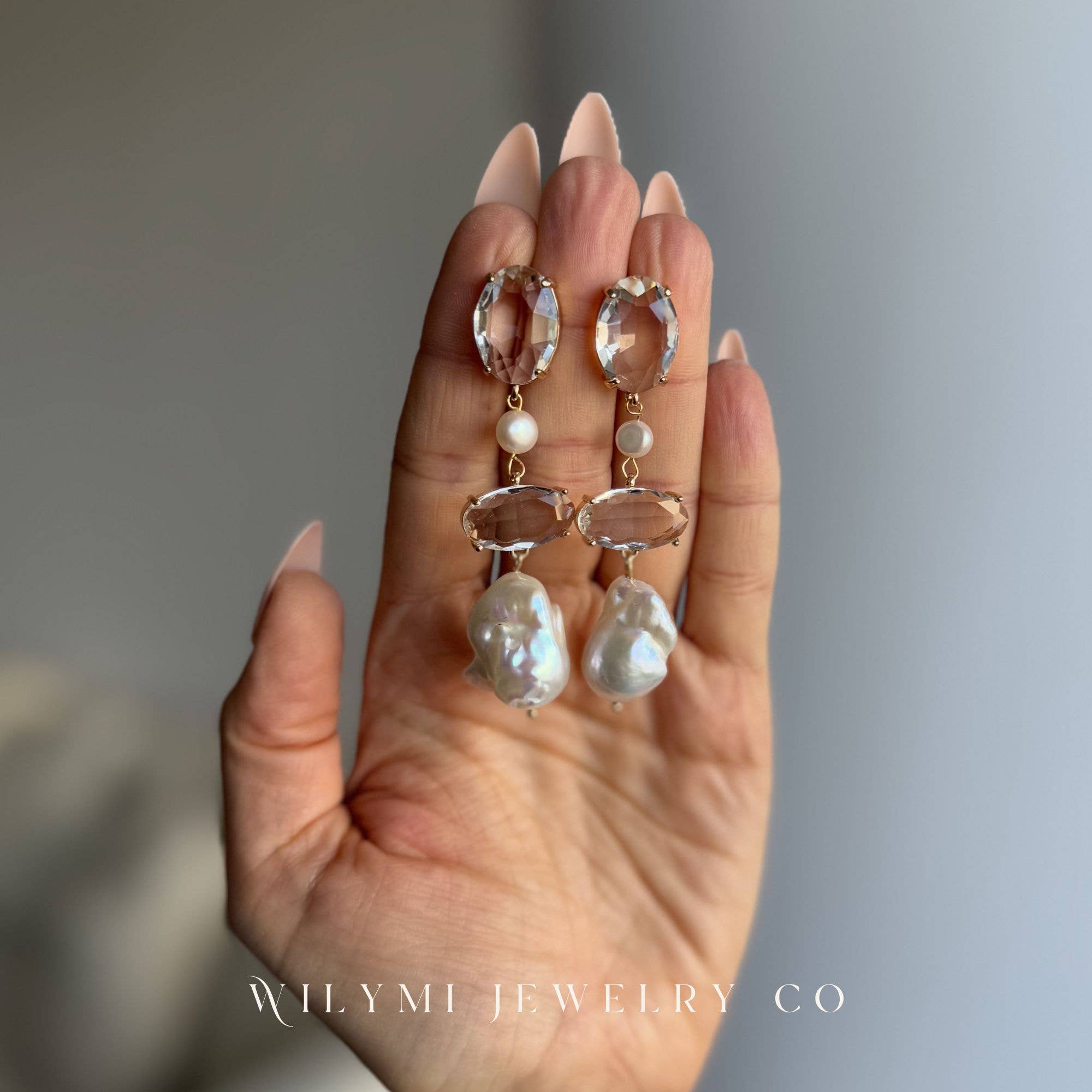 WILYMI Jewelry Co - Wholesale Dangle Earrings - Statement Baroque Pearl & Crystal Earrings | Gold Plated 3